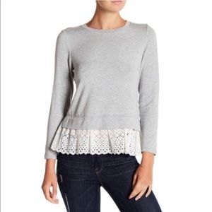 Rebecca Taylor Eyelet Terry Long Sleeve Top Knit